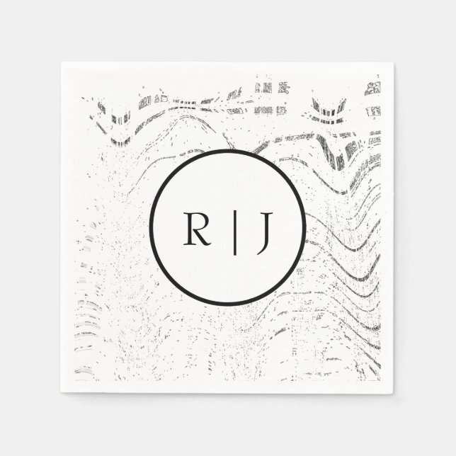 Monogram Svart Vitt Abstrakt Initial 2026 Bröllop Pappersservett (Framsidan)