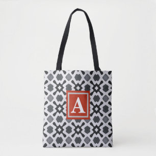 Monogram Svart & Vitt Mönster Toteväska Tygkasse