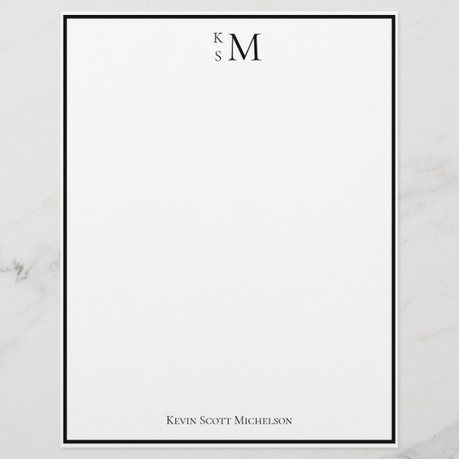Monogram Svart Vitt Professionell Elegant  Brevhuvud (Framsida)
