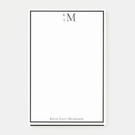 Monogram Svart Vitt Professionell Elegant Post-it Block