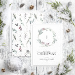Monogram Svart Winter Wandan God jul Holid Julkort<br><div class="desc">Vilket bättre sätt att sprida helgdag gladare än med vårt Monogram Black Winter botanical Wandean God jul-Helgdag-kort? Det här vackra kortet har ett modernt och vintergrönt andetag som på ett vackert sätt dekoreras med mörk svart, röd och desaturerad botanik i grönten, som ramlar in ditt monogram. "Merry" i ord är...</div>