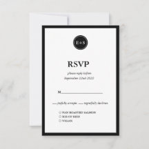 Monogram | Svarta och vita bröllopsmatalternativ