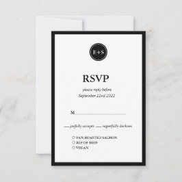 Monogram | Svarta och vita bröllopsmatalternativ OSA Kort