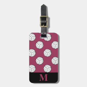 Monogram Svarta Vita Volleybollsbollar Sangria Ros Bagagebricka