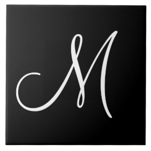 MONOGRAM: Svartvit monogram M, Kakelplatta