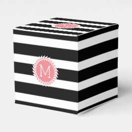 Monogram Svartvit Rand och vit andedräkt Presentaskar