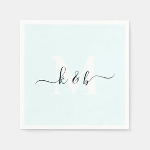 Monogram Swash Script Ice Blue Cocktail Pappersservett