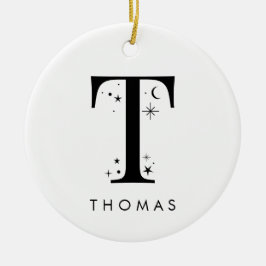 Monogram T Celestial Namn Julgransprydnad Keramik