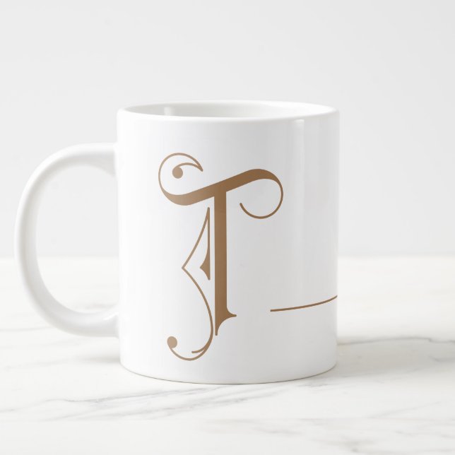 Monogram T i vacker Rulla Typografi Jumbo Mugg (Vänster)