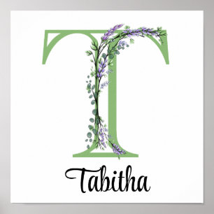 Monogram T Lavendel Eukalyptus barnkammare Affisch