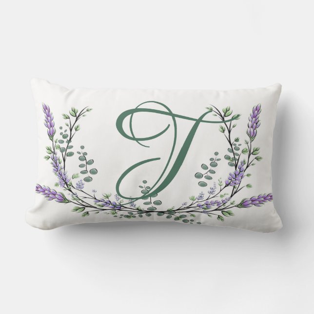 Monogram T Lavender Eucalyptus Lumbarkudde (Framsida)