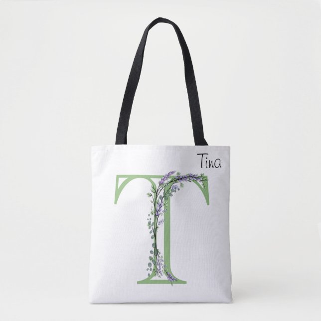 Monogram T Lavender Eucalyptus Tygkasse (Framsida)