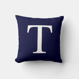 Monogram T På Marinblå Kudde