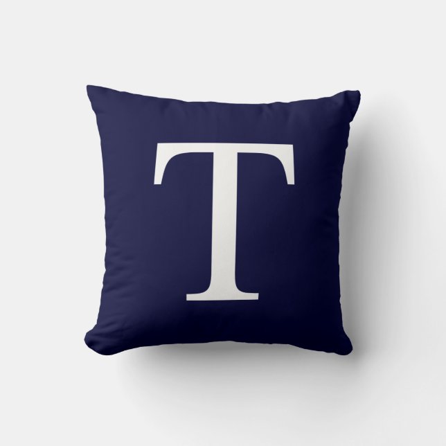 Monogram T På Marinblå Kudde (Framsida)