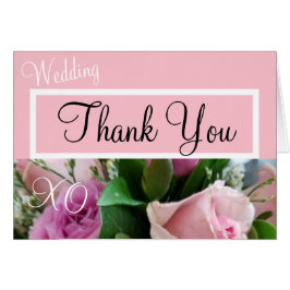 Monogram Tack Bröllop Rosa ros Hälsningskort