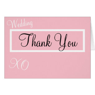 Monogram Tack Bröllop Rosa ros Hälsningskort