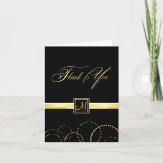 Monogram - tack för kort - Svart och Guld
