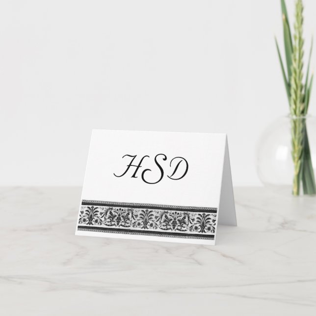 Monogram - tackkort anteckningskort (Framsida)