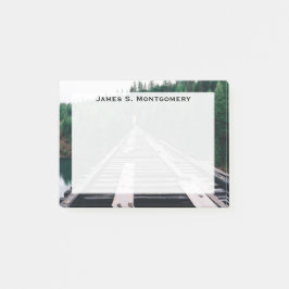 Monogram Tåg järnvägar Grönt Skogen Vatten Post-it Block