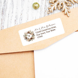 Monogram Tallrik & Salvia Grön Julkrans Högtid Returadress Etikett