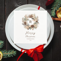 Monogram Tallrik Tannkott Vinterkrans God Jul