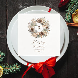 Monogram Tallrik Tannkott Vinterkrans God Jul Pappersservett
