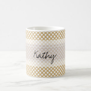 Monogram Tan White Cute Chic Polka Dot Mönster Kaffemugg