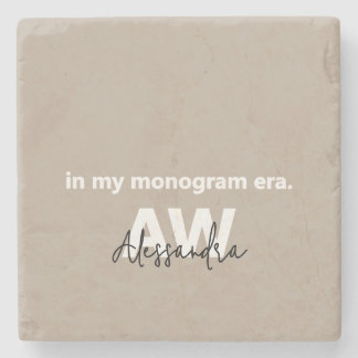 Monogram Tan White Typography Black Namn Minimal Stenunderlägg