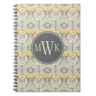 Monogram Tapestry Rosette II Anteckningsbok Med Spiral