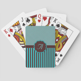 Monogram Tartan, Light Teal och Chocolate Brown Spel Kort