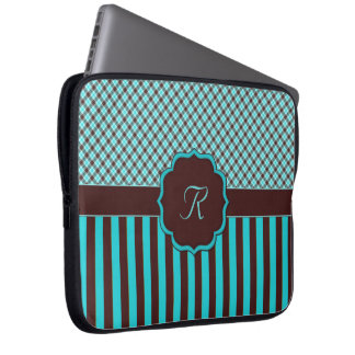 Monogram Tartan Lt Teal-Choc Laptop sleeve 15 tum