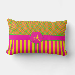 Monogram Tartan LUMBAR PILLOW Tutti Frutti Gult Lumbarkudde