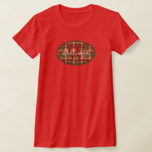 Monogram Tartan Orange Grönt Pput Emblem T- Shirt T Shirt