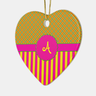 Monogram Tartan ORNAMENT, Tutti Frutti Gult Julgransprydnad Keramik