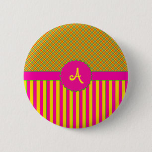 Monogram Tartan Tutti Frutti Gult Button Knapp
