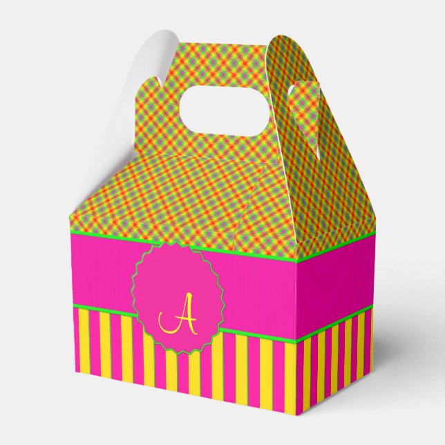 Monogram Tartan Tutti Frutti Gult FAVOR BOXES Presentaskar (Framsidan Sidan)