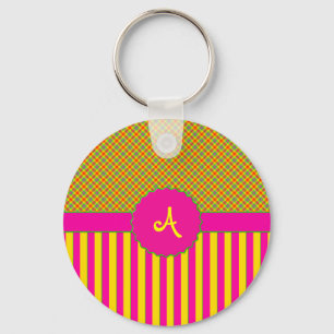 Monogram Tartan Tutti Frutti Gult Keychain Nyckelring