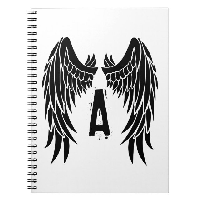 Monogram Tattoo Angel Vinge Anteckningsbok (Framsidan)