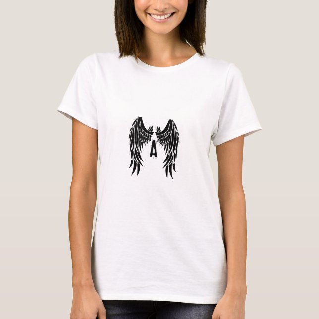 Monogram Tattoo Angel Vinge T Shirt (Framsida)