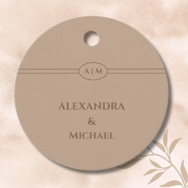 Monogram Taupe Christian Wedding Thank You Gåvor Etiketter