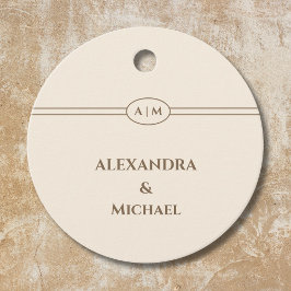 Monogram Taupe Christian Wedding Thank You Gåvor Etiketter