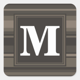 Monogram taupe rand fyrkantigt klistermärke