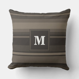 Monogram taupe rand kudde