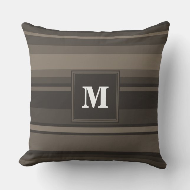 Monogram taupe rand kudde (Framsida)