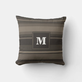 Monogram taupe rand kudde