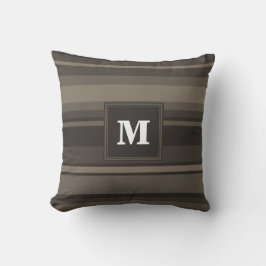 Monogram taupe rand kudde