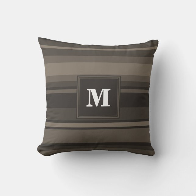 Monogram taupe rand kudde (Framsida)