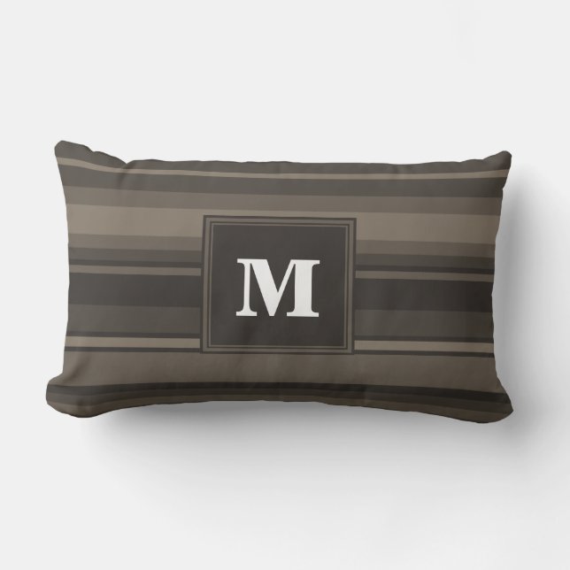 Monogram taupe rand lumbarkudde (Framsida)