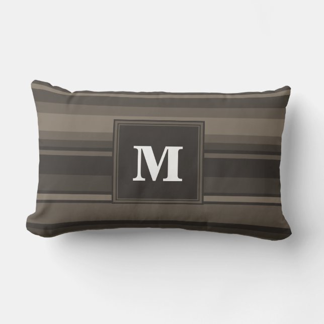 Monogram taupe rand lumbarkudde (Framsida)