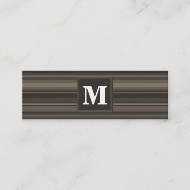 Monogram taupe rand mini visitkort (Framsida)